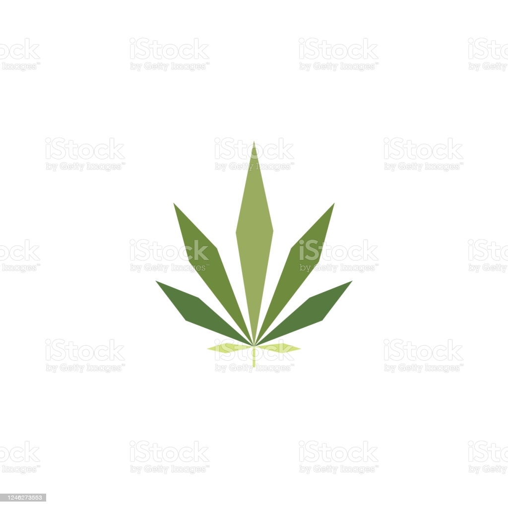 minimalist simple Cannabis CBD Marijuana Pot Hemp Leaf with Line Art style Logo design